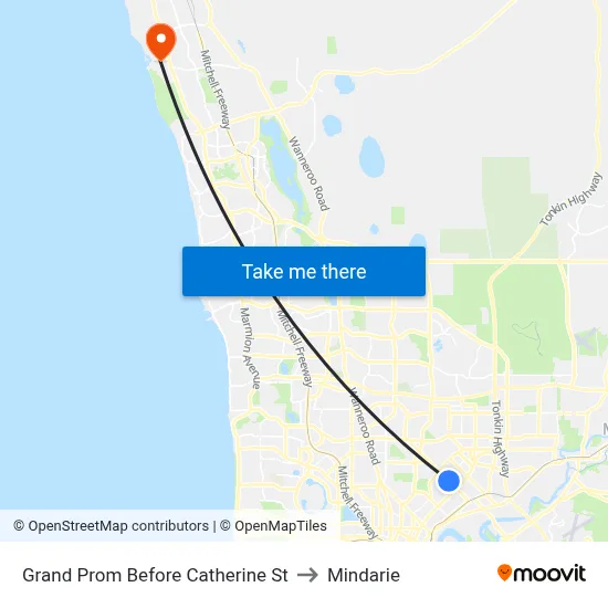 Grand Prom Before Catherine St to Mindarie map