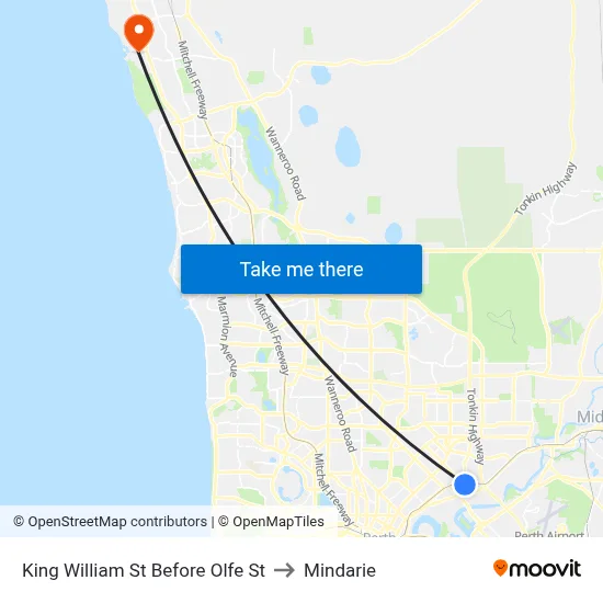 King William St Before Olfe St to Mindarie map