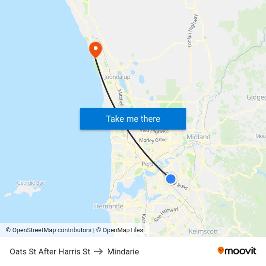 Oats St After Harris St to Mindarie map