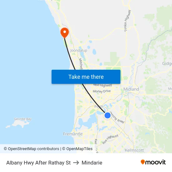 Albany Hwy After Rathay St to Mindarie map