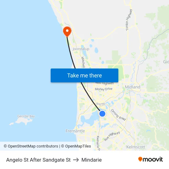 Angelo St After Sandgate St to Mindarie map