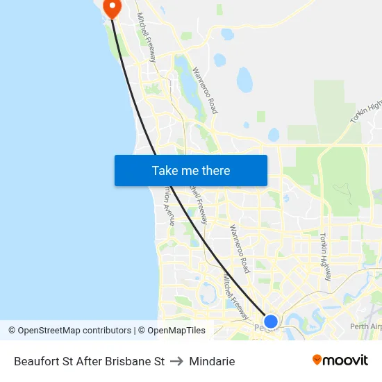 Beaufort St After Brisbane St to Mindarie map