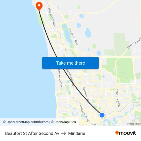 Beaufort St After Second Av to Mindarie map