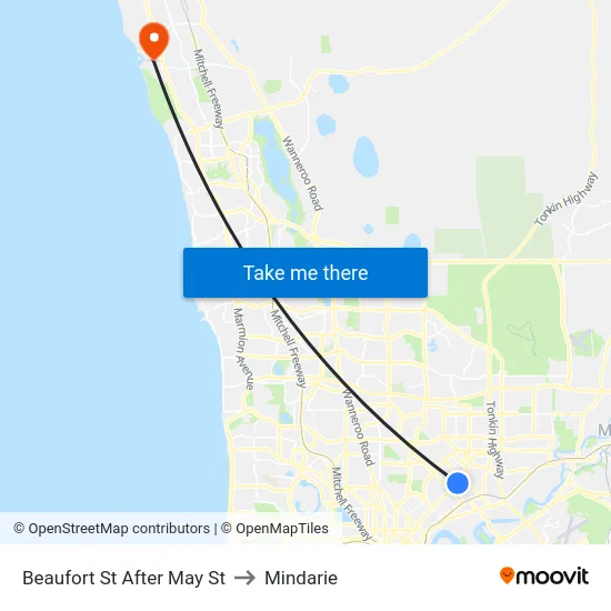 Beaufort St After May St to Mindarie map