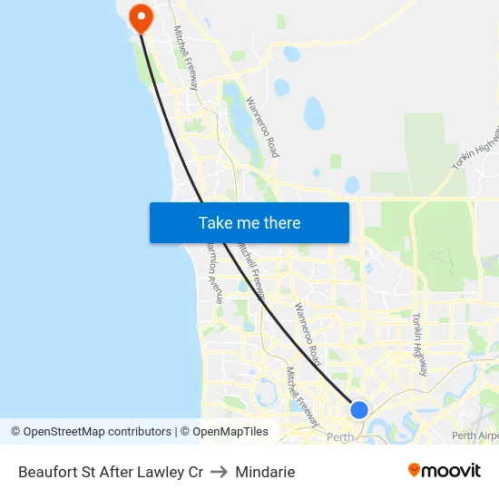 Beaufort St After Lawley Cr to Mindarie map