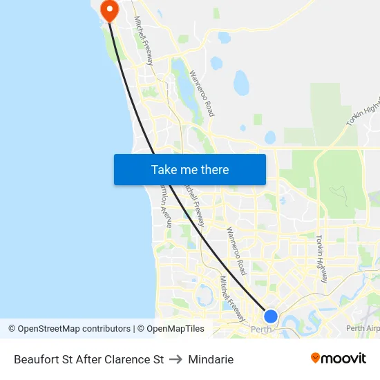 Beaufort St After Clarence St to Mindarie map
