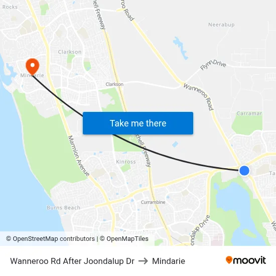 Wanneroo Rd After Joondalup Dr to Mindarie map
