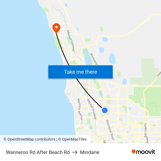 Wanneroo Rd After Beach Rd to Mindarie map