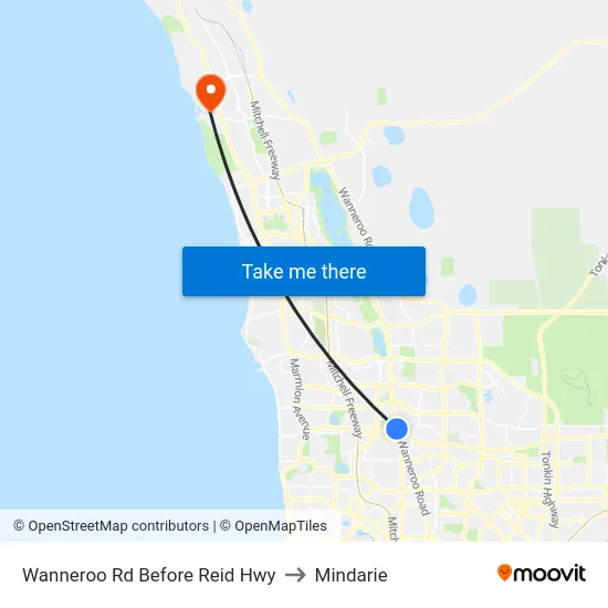 Wanneroo Rd Before Reid Hwy to Mindarie map
