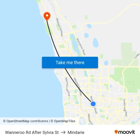 Wanneroo Rd After Sylvia St to Mindarie map