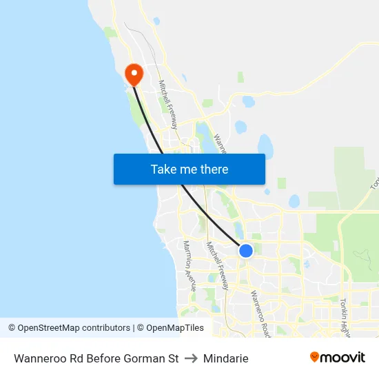Wanneroo Rd Before Gorman St to Mindarie map