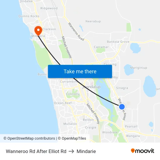 Wanneroo Rd After Elliot Rd to Mindarie map