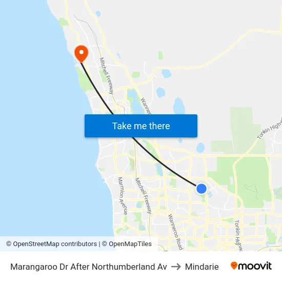 Marangaroo Dr After Northumberland Av to Mindarie map
