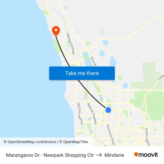 Marangaroo Dr - Newpark Shopping Ctr to Mindarie map