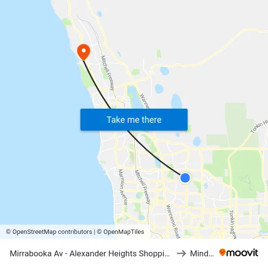 Mirrabooka Av - Alexander Heights Shopping Ctr Stand 2 to Mindarie map