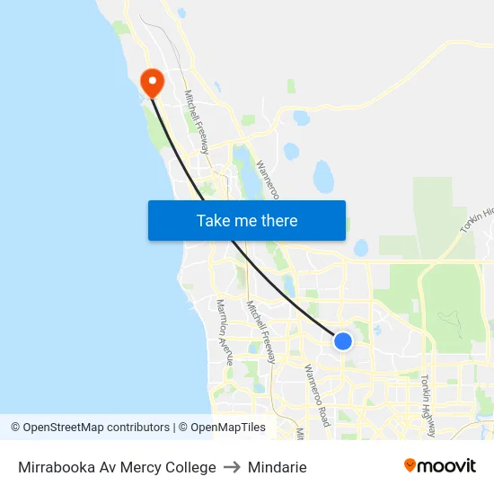Mirrabooka Av Mercy College to Mindarie map