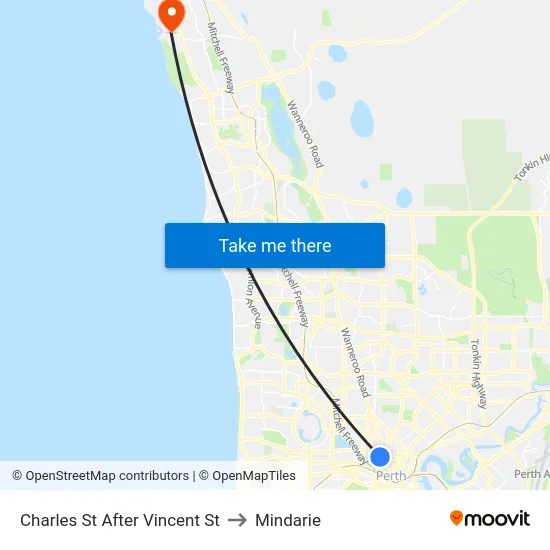 Charles St After Vincent St to Mindarie map