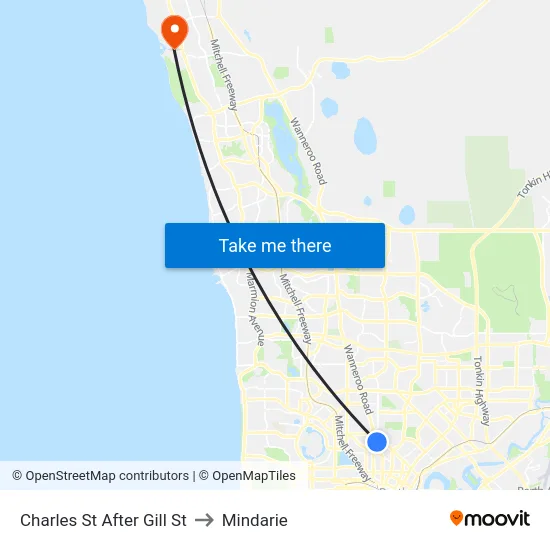 Charles St After Gill St to Mindarie map
