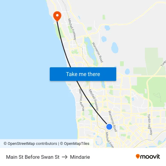 Main St Before Swan St to Mindarie map
