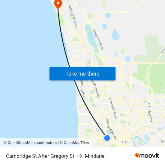 Cambridge St After Gregory St to Mindarie map