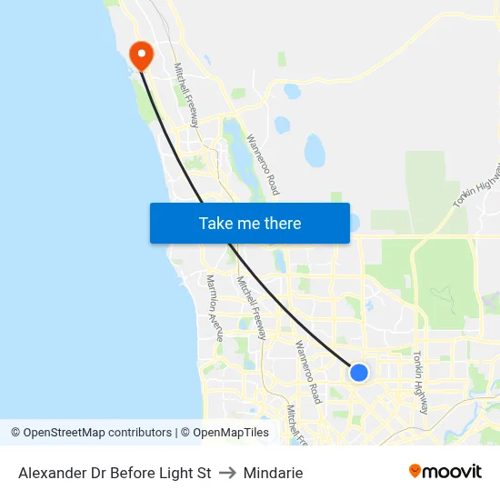 Alexander Dr Before Light St to Mindarie map