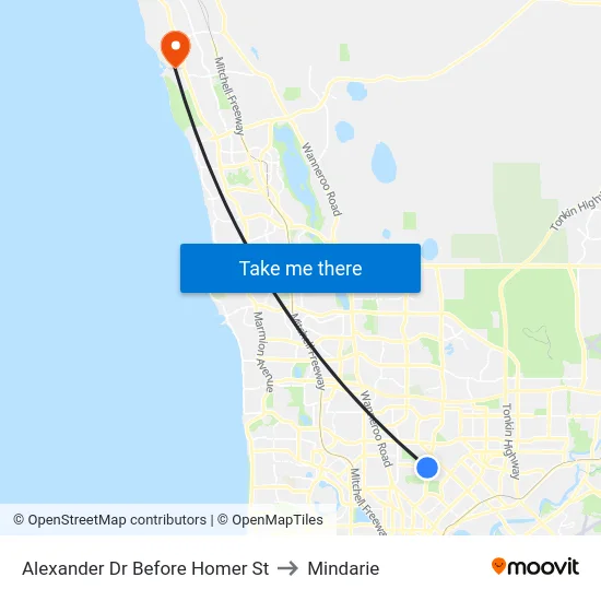 Alexander Dr Before Homer St to Mindarie map