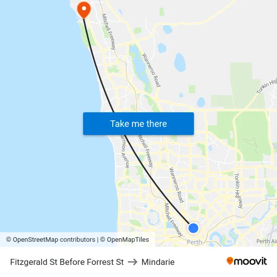 Fitzgerald St Before Forrest St to Mindarie map