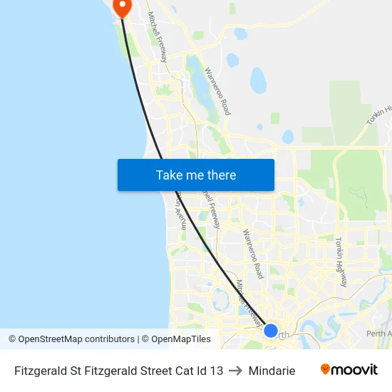 Fitzgerald St Fitzgerald Street Cat Id 13 to Mindarie map