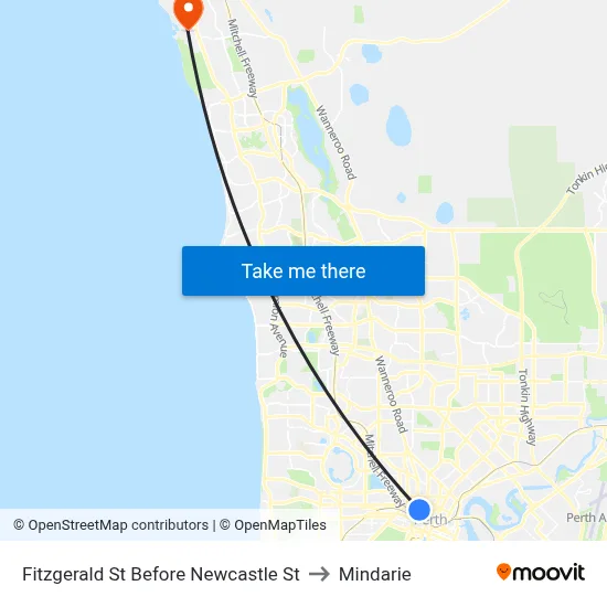 Fitzgerald St Before Newcastle St to Mindarie map