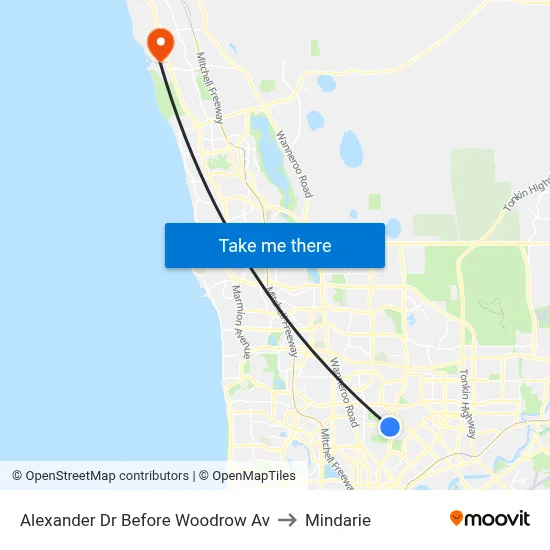 Alexander Dr Before Woodrow Av to Mindarie map