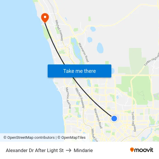 Alexander Dr After Light St to Mindarie map
