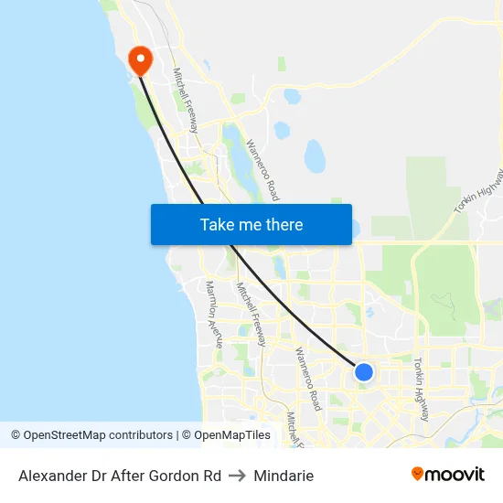 Alexander Dr After Gordon Rd to Mindarie map