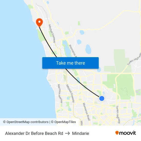 Alexander Dr Before Beach Rd to Mindarie map