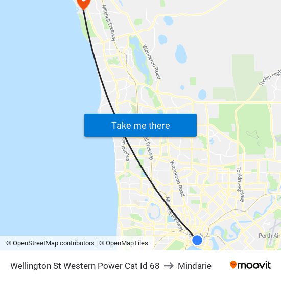 Wellington St Western Power Cat Id 68 to Mindarie map