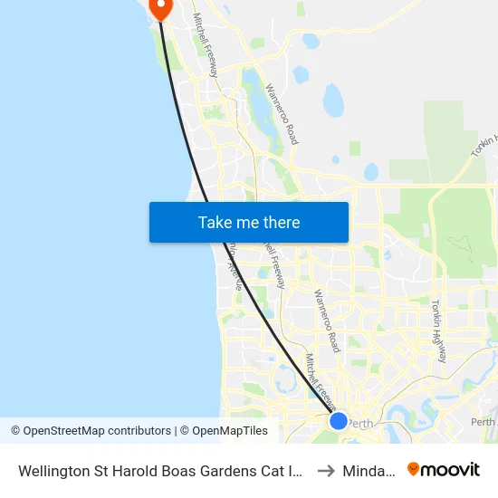 Wellington St Harold Boas Gardens Cat Id 41 to Mindarie map