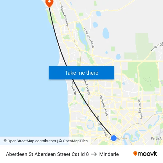 Aberdeen St Aberdeen Street Cat Id 8 to Mindarie map