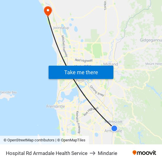 Hospital Rd Armadale Health Service to Mindarie map