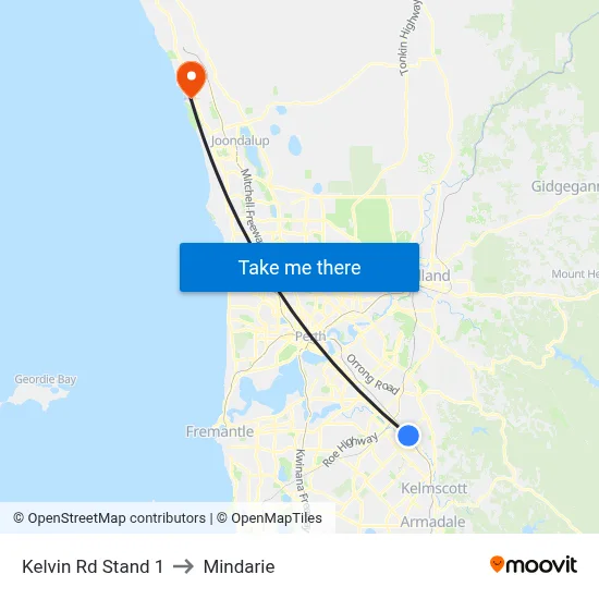 Kelvin Rd Stand 1 to Mindarie map
