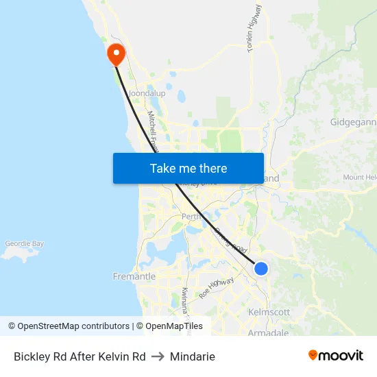 Bickley Rd After Kelvin Rd to Mindarie map