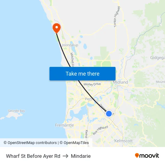 Wharf St Before Ayer Rd to Mindarie map