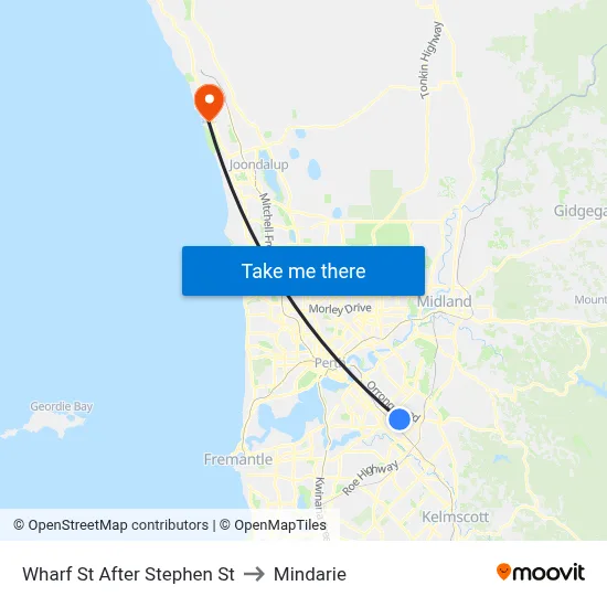 Wharf St After Stephen St to Mindarie map