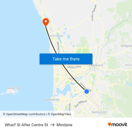 Wharf St After Centre St to Mindarie map