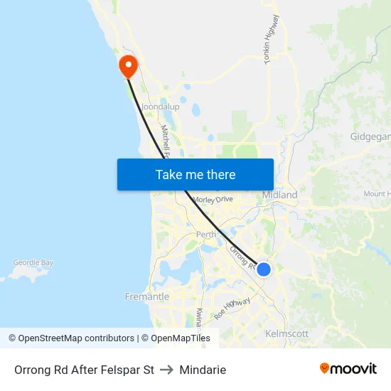 Orrong Rd After Felspar St to Mindarie map