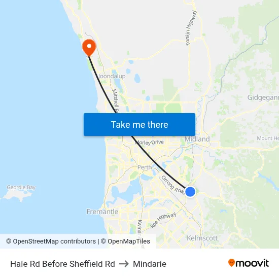 Hale Rd Before Sheffield Rd to Mindarie map