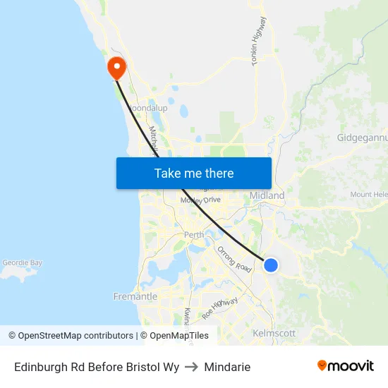 Edinburgh Rd Before Bristol Wy to Mindarie map