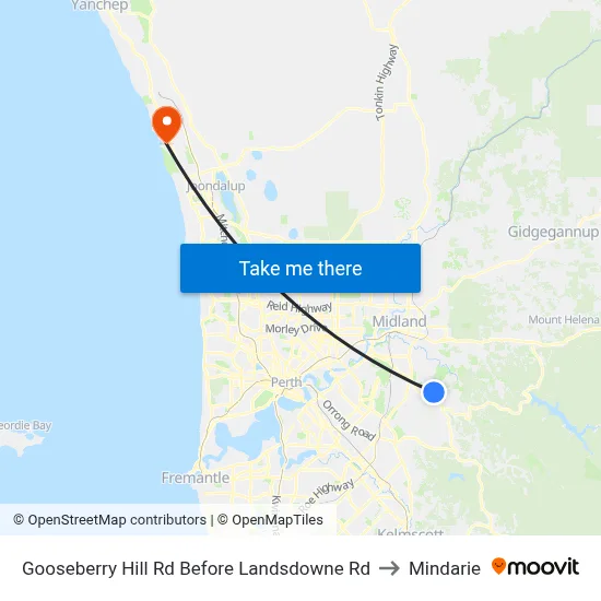 Gooseberry Hill Rd Before Landsdowne Rd to Mindarie map