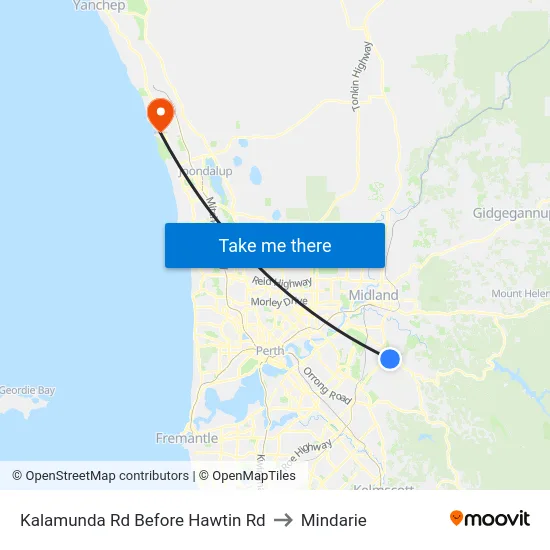 Kalamunda Rd Before Hawtin Rd to Mindarie map