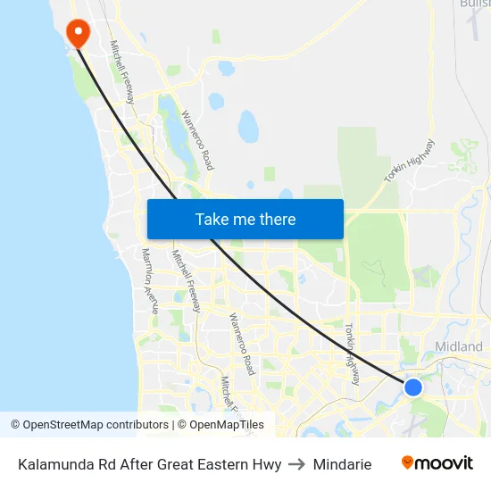 Kalamunda Rd After Great Eastern Hwy to Mindarie map