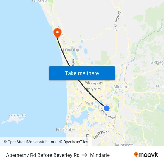 Abernethy Rd Before Beverley Rd to Mindarie map