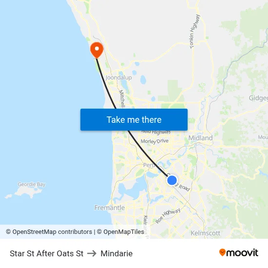 Star St After Oats St to Mindarie map